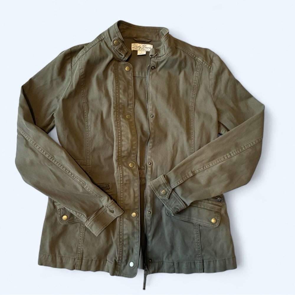 Lucky brand gorpcore field jacket Olive green zip up Moto jacket Biker style